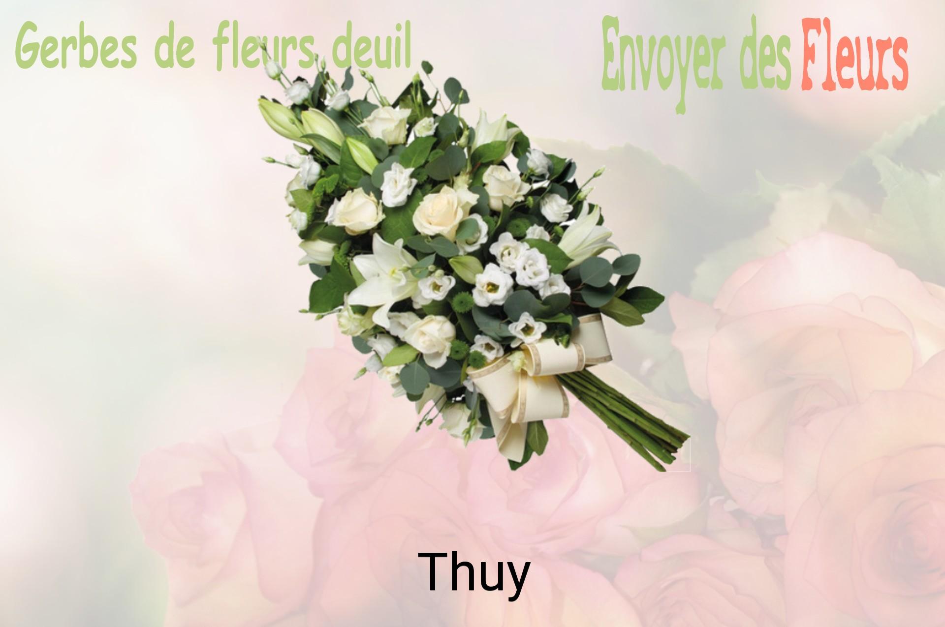 Gerbe de fleurs de deuil livrée à Thuy